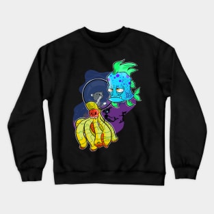 My cat in an octopus submarine Crewneck Sweatshirt